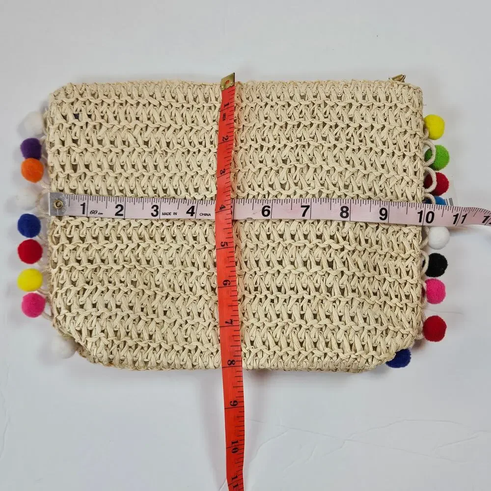 Shiraleah Chicago Keira Zip Pouch Beige Tan‎ Raffia